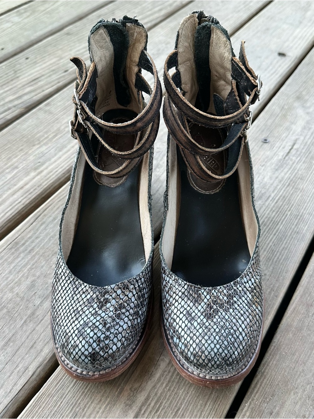 Freebird by Steven Randi Blue Multi Snake Python Heel 9 - Picture 2 of 14